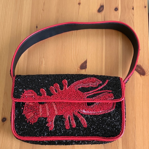 LIKE NEW STAUD Tommy Beaded Bag, Lobster - Picture 5 of 11
